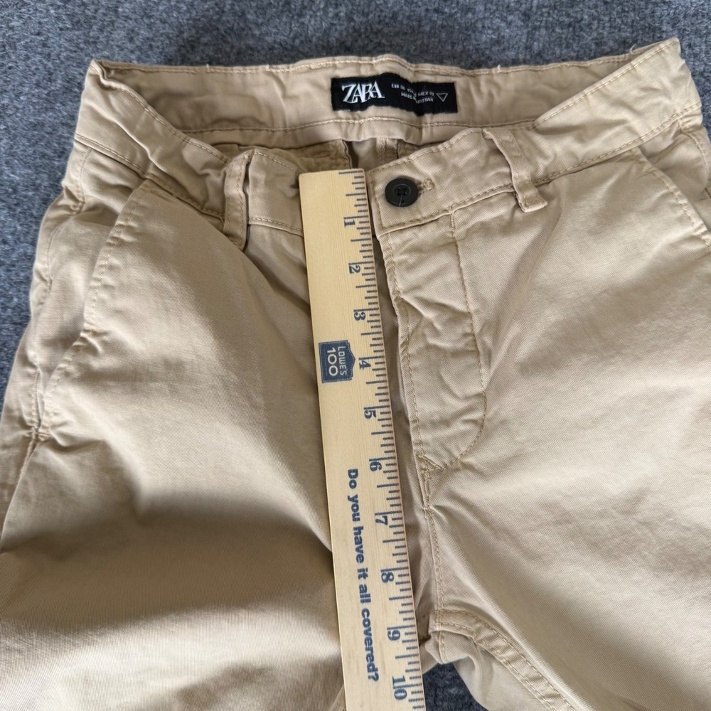 Zara Man Beige Slim Fit Chino Pant 29x29 Stretch Cotton Casual Flat Front Office - Picture 6 of 8